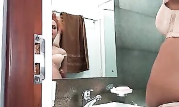 Sheron Squirts in Restroom with Edible Hubby Don