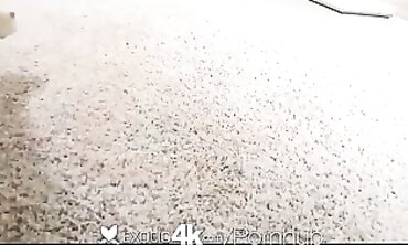 Ebony Brunette Gets Rough Creampie