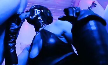 Eva Latex Gets Rough Deepthroat in Leather Gloves and Vinyl Mask