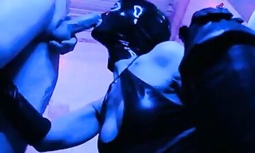 Eva Latex Gets Rough Deepthroat in Leather Gloves and Vinyl Mask