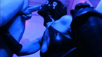 Eva Latex Gets Rough Deepthroat in Leather Gloves and Vinyl Mask