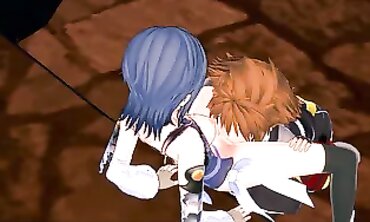 Sora Gets Wood BJ'd by Aqua in Kingdom