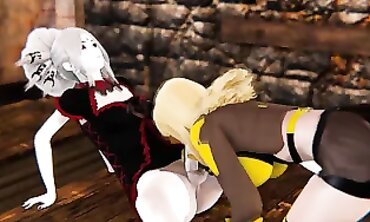RWBY Futanari: Salem and Yang in 3D Hardcore Action