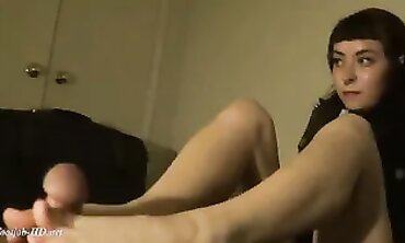 POV Footjob: Sweat-Soaked Brunette Gives Amazing Turf Job