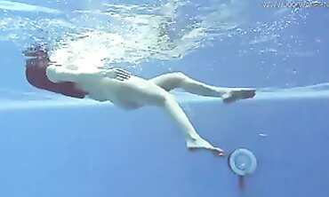 Lina Mercury in Red Lingerie Underwater