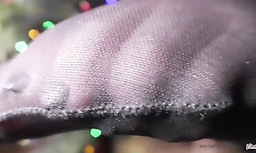 Christmas Foot Fever - Hot Brunette Teen Enjoys Kinky Stocking Sensations
