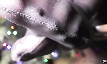 Christmas Foot Fever - Hot Brunette Teen Enjoys Kinky Stocking Sensations