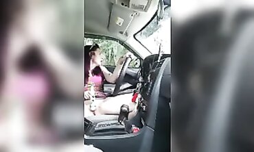 Petite Redhead Masturbates Through Car Window At The Park