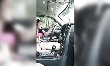Petite Redhead Masturbates Through Car Window At The Park