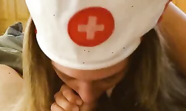 barely legal Nurse Gives COVID Patient a Blowjob and Creampie