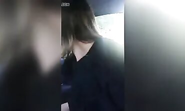 Woman Rides Vibrator on Gear Shift in Outdoor Car