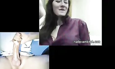 Stepbro Helps Busty Brunette Step-Sis Jack Off On Webcam