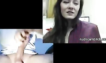 Stepbro Helps Busty Brunette Step-Sis Jack Off On Webcam