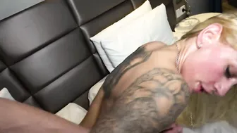 Tattoed Babe with Light Hair Gives Epic Blowjob & Rides Big Dick in POV