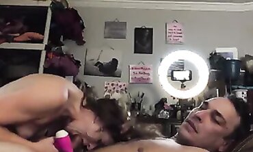 Rock Gets Double Penetrated With A Vibrator In Hardcore Blowjob