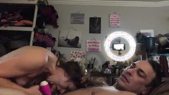 Rock Gets Double Penetrated With A Vibrator In Hardcore Blowjob