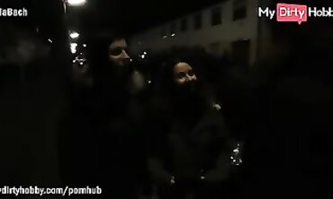 German College Babes Pick Up Stranger for Threesome