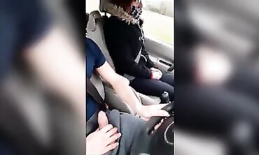 French MILF Gives Handjob to Hitchhiker in Public
