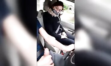 French MILF Gives Handjob to Hitchhiker in Public