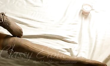Hot Babe's Toe Job - Footjob with Stockings & Lubricant in High Heels