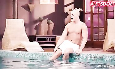 Angel Blade And Leny Ewil Have Hard Poolside Sex With Coach