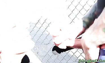 Exhibitionist Alli Gives Johnny Goodluck an Outdoor Blowjob
