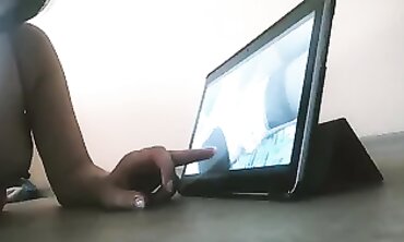 Brunette MILF Masturbates to Porn with XXL Toy