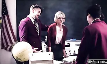 Thick MILF Schoolteacher Gangbanged by College Girls