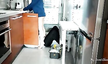 Cuckold Wife Seduces Plumber to Fix Leak While Husband Watches