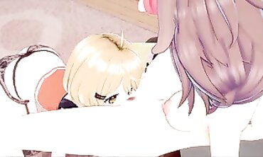 VTuber Yozora Mel Gives Inugami Korone a Rough Fake Cock Ride