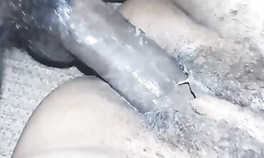 Big Black Cock Creampie on a Hairy BBW Milf