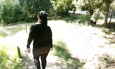 Cougar MILF KittyWife Shows Off Big Ass in See-Through Leggings at Park