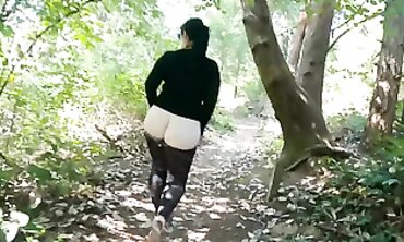 Cougar MILF KittyWife Shows Off Big Ass in See-Through Leggings at Park