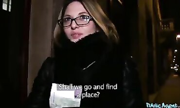 French Agent with Glasses Gets Screwed Outdoors