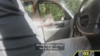 Blonde Beauty Gives A Head While Driving