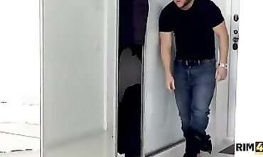 Redhead Teen Gives Rimming and Handjob to Stranger