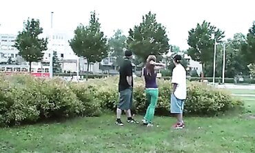 Alexis Crystal Gets Lucky In A Risky Outdoor Street Threesome
