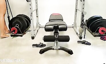Fit Cougar Works Out and Taunts You on the Spunk Bench