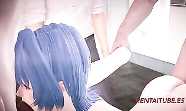 Evangelion Cosplay: Rei Ayanami Gets Creampie in Classroom