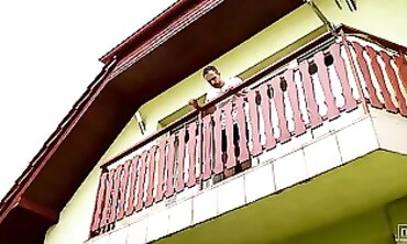 Foxii Black & Josh Finley: Passionate Public Balcony Fuck