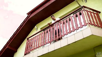 Foxii Black & Josh Finley: Passionate Public Balcony Fuck