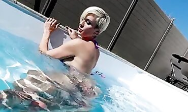 Trailer Milf with Big Tits Gets Anal Sex at the Pool