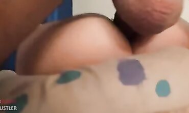 Macro shot Gonzo Ass-fuck with Jizz flow. Wooly Snatch. Cougar.