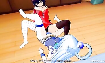Megumin & Aqua 3D Animated Lesbian Hentai with Audio