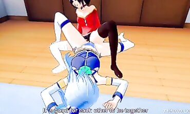 Megumin & Aqua 3D Animated Lesbian Hentai with Audio