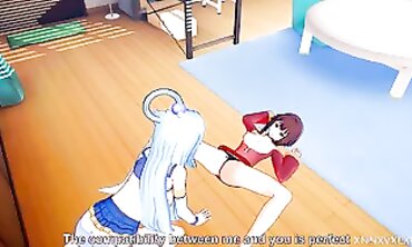 Megumin & Aqua 3D Animated Lesbian Hentai with Audio