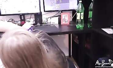 Blonde Girlfriend Sucks Off Beau During Gaming Session