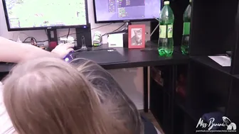 Blonde Girlfriend Sucks Off Beau During Gaming Session