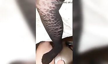 Joy in Stockings and High Heels with a Dildo