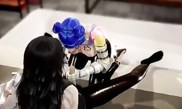 Cyberpunk Johnny Silverhand and Mox Cosplay Anal BJ